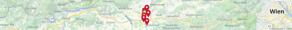 Kartenansicht für Apotheken-Notdienste in der Nähe von Wagram (Sankt Pölten (Stadt), Niederösterreich)